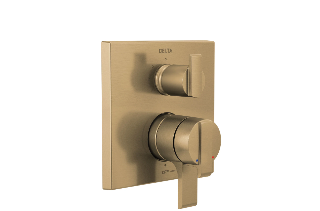 Delta Faucet Ara 17 Series 3-Setting Integrated Diverter Valve Trim Kit, Gold Diverter Valve Trim Kit, Shower Trim Kit, Champagne Bronze T27867-CZ (Valve Not Included)