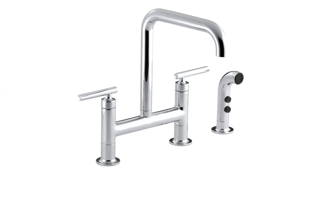 Kohler K-7548-4 Purist Widespread Bridge Kitchen Faucet - NEW