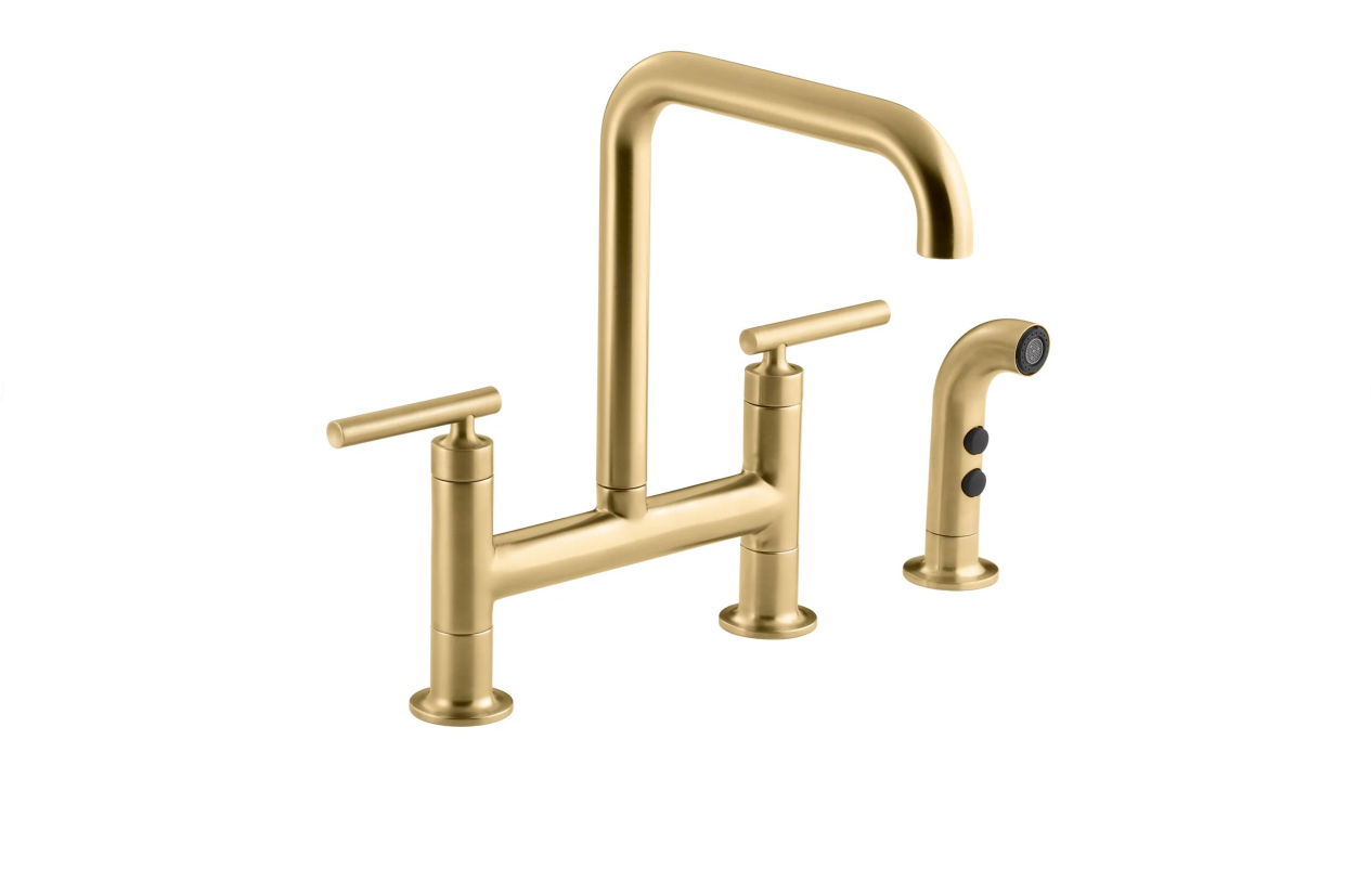 Kohler K-7548-4 Purist Widespread Bridge Kitchen Faucet - NEW
