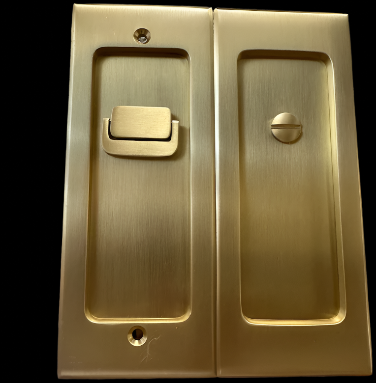 Emtek 2115US4138 Modern Rectangular 7-1/4 Inch Privacy Mortise Pocket Door Lock for 1-3/8" Thick Doors - READ