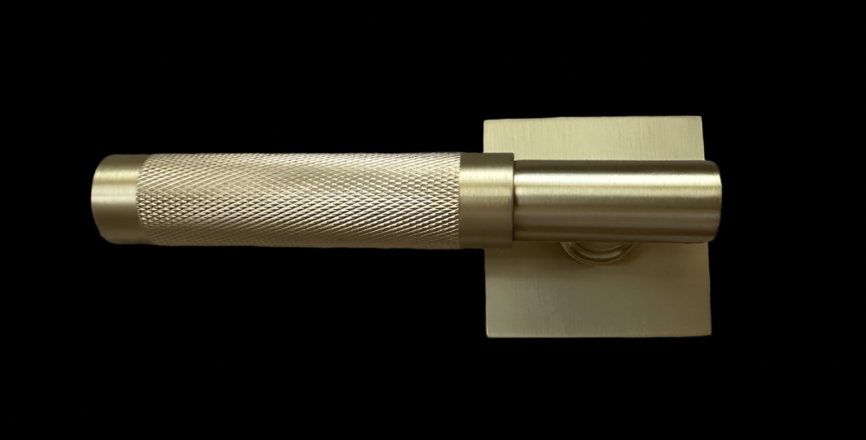 Emtek 5050US4.TAUS4.KNUS4.RH Knurled T-Bar Right Handed Non-Turning Two-Sided Dummy Door Lever Set with Square Rose - READ