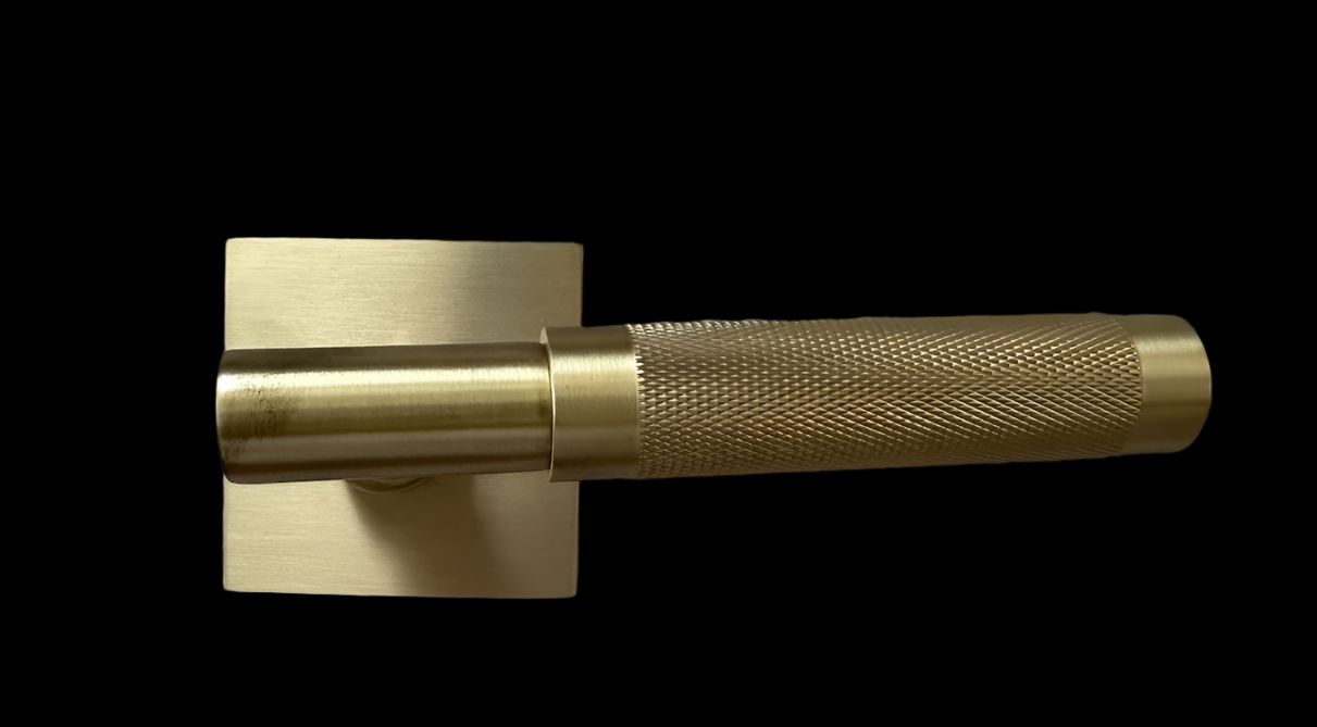 Emtek 5050US4.TAUS4.KNUS4.RH Knurled T-Bar Right Handed Non-Turning Two-Sided Dummy Door Lever Set with Square Rose - READ