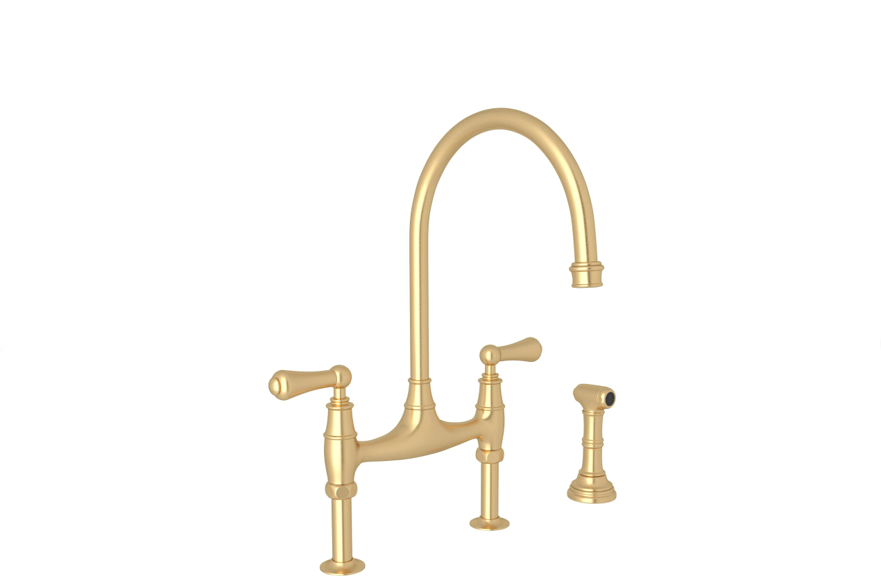 Perrin and Rowe U.4719L-2 Georgian Era 1.5 GPM Widespread Bridge Kitchen Faucet - NEW