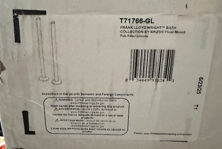 Brizo T71766-GL Floor Mounted Tub Filler Risers - Less Rough In