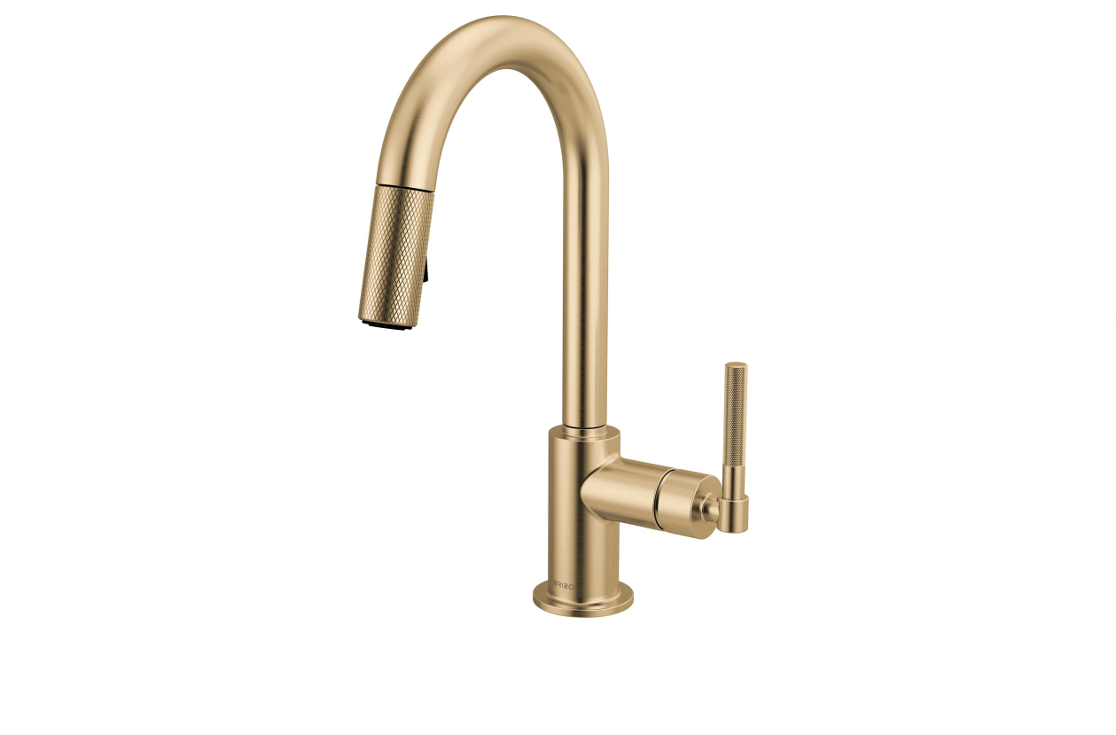 Brizo Litze 1.8 GPM Single Hole Pull Down Kitchen Prep Faucet, 63943LF-GL