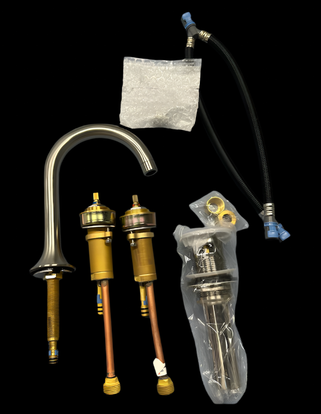 Signature Hardware Lentz 1.2 GPM Widespread Bathroom Faucet with Less Handles, Includes Pop-Up Drain Assembly with Overflow, SHWSCLZ807LHBN - OPEN BOX