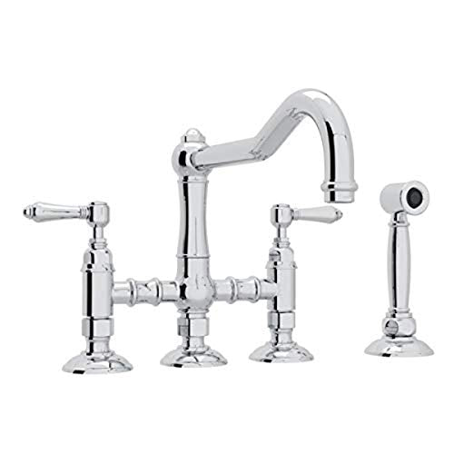 Rohl A1458LMWSAPC-2 Acqui 1.5 GPM Widespread Bridge Kitchen Faucet, Chrome