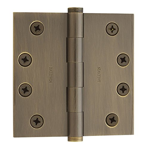 Baldwin 1040050I 4" Wide Plain Bearing Square Corner Mortise Door Hinge from the Estate Collection - Single Hinge