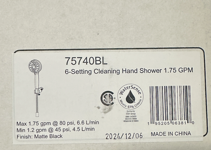 Delta ProClean 1.75 GPM Multi Function 6 Setting Hand Shower,  75740BL