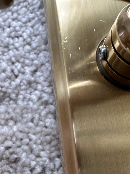 Emtek 1581US7 Left Handle Classic Brass Door Configuration 5 Keyed Entry Multi Point Trim Lever Set with European Cylinder Below Handle - READ