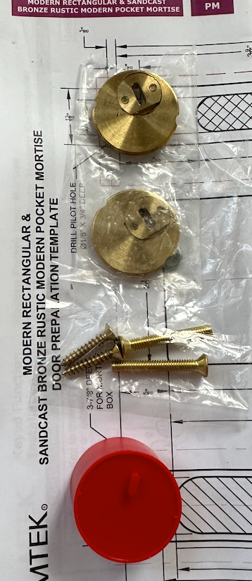 Emtek 2115US4138 Modern Rectangular 7-1/4 Inch Privacy Mortise Pocket Door Lock for 1-3/8" Thick Doors - READ