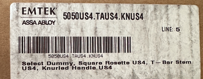 Emtek 5050US4.TAUS4.KNUS4.RH Knurled T-Bar Right Handed Non-Turning Two-Sided Dummy Door Lever Set with Square Rose - READ